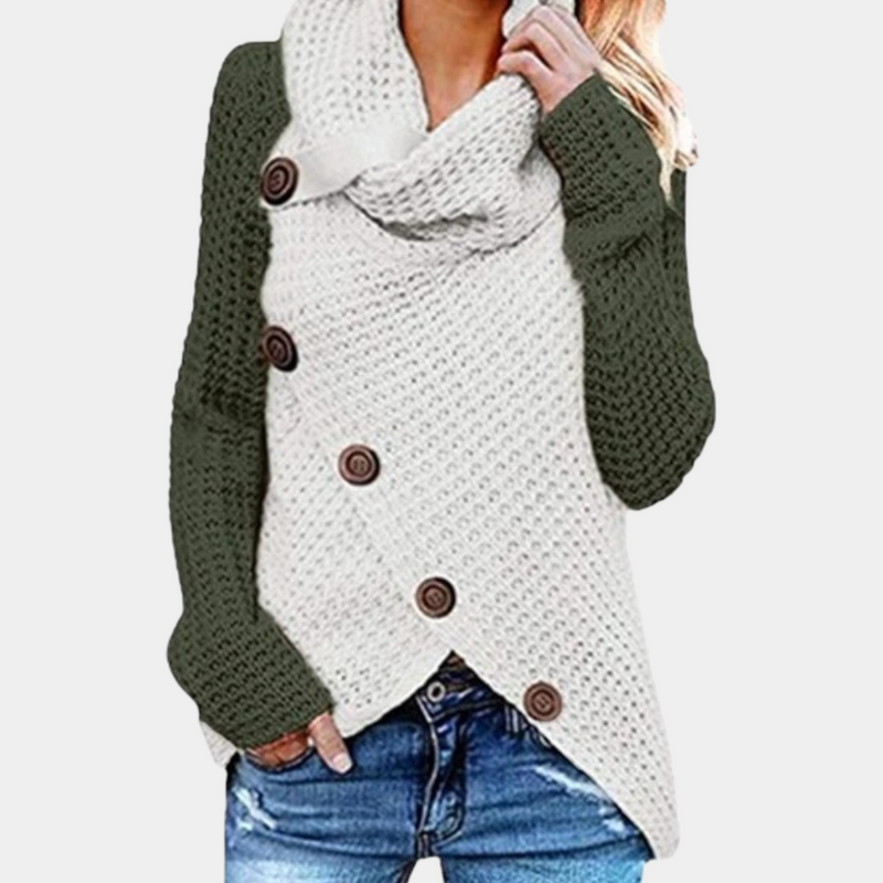 Trendy Women's Sweater with Unique Asymmetrical Knot Detail - Faye-Olive green-XS-State of Style