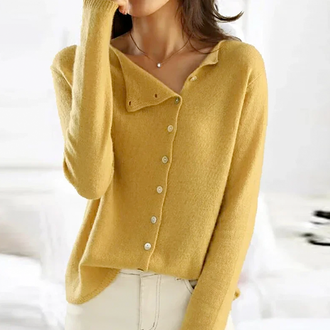 Trendy Women's Sweater with V-Neck - Sienna-Yellow-XS-State of Style