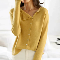 Trendy Women's Sweater with V-Neck - Sienna-Yellow-XS-State of Style