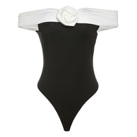 Trendy women's swimsuit with off-shoulder design & floral details – Elara-M-State of Style