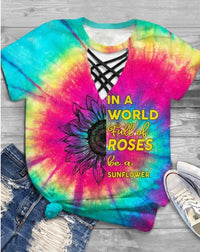 Trendy women's T-shirt with cut-out design and tie-dye pattern – Norina-B-S-State of Style