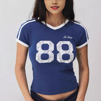 Trendy women's T-shirt with lace detail & contrast sleeves – Yelina-L-State of Style
