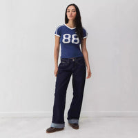 Trendy women's T-shirt with lace detail & contrast sleeves – Yelina-L-State of Style