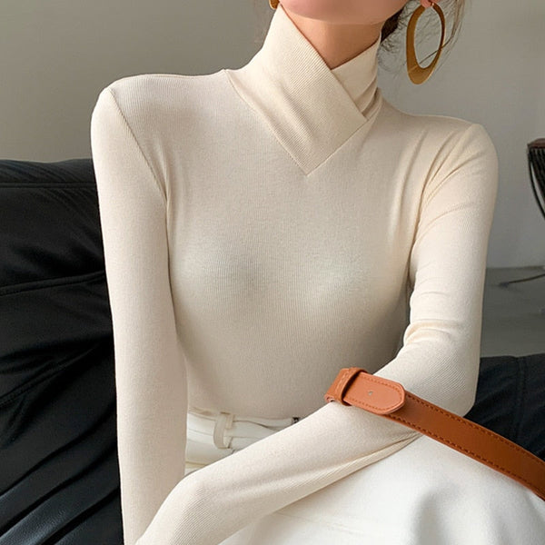 Trendy Women's Turtleneck Sweater - Marlène-Ivory-S-State of Style