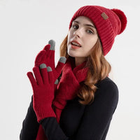 Trendy Women's Winter Beanie Set - Lara-Burgundy-State of Style