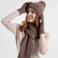 Trendy Women's Winter Beanie Set - Lara-Khaki-State of Style