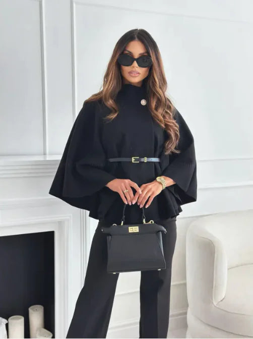 Trendy Wool Ladies Coat - Sophia-Black-S-State of Style