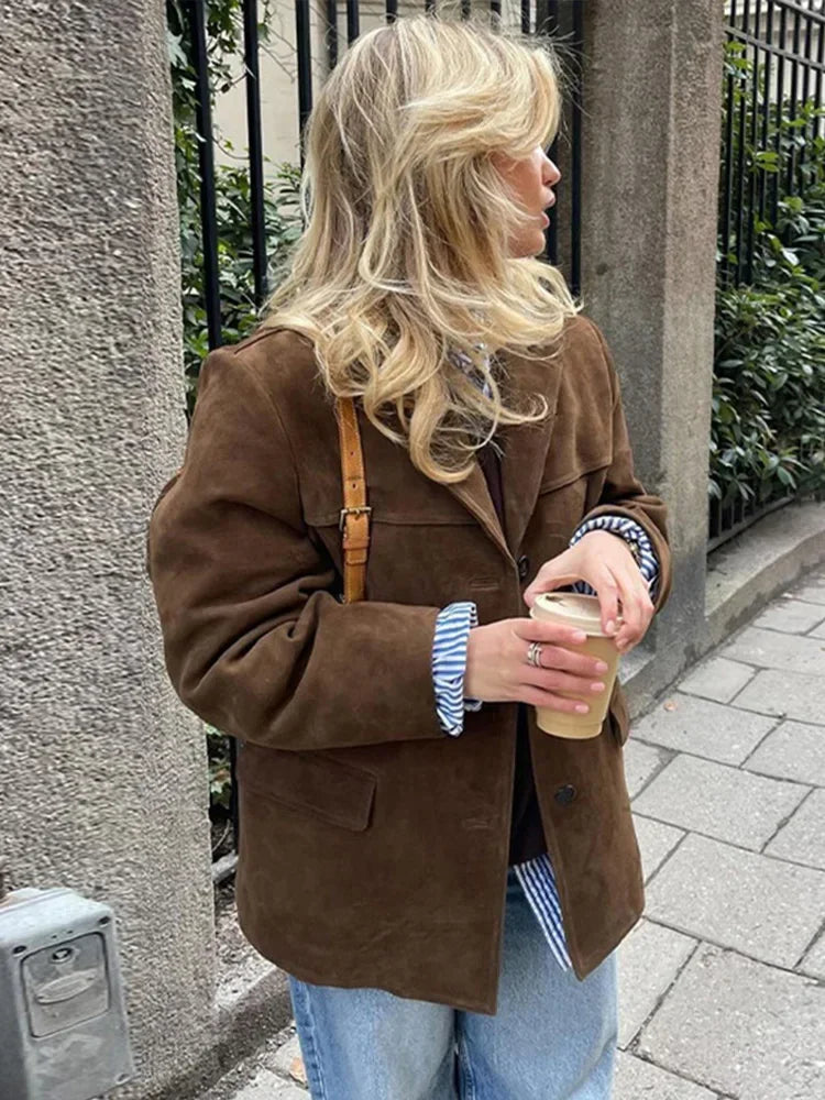 Trendy Woolen Women’s Coat - Anna-Brown-S-State of Style