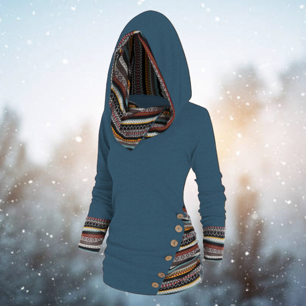 Tribal Hoodie with Geometric Pattern – Naïma-Blue-S-State of Style