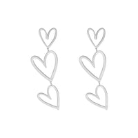 Triple Heart Pendant Earrings-925 Silver-State of Style