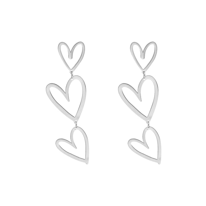 Triple Heart Pendant Earrings-925 Silver-State of Style