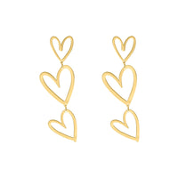Triple Heart Pendant Earrings-Gold-plated-State of Style