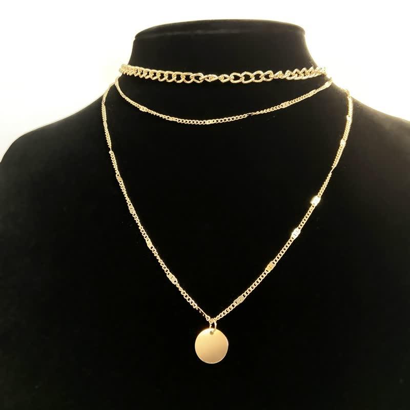 Triple Layered Necklace Set - Elegant & Versatile Jewellery for Women-Gold-State of Style