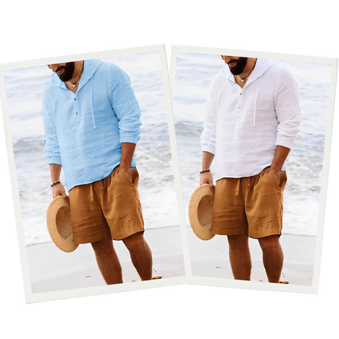 Triton – Stylish Linen Shirt with V-Neck | Long Sleeve Linen Shirt-White-M-State of Style