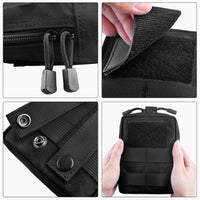 Compact Tactical Utility Pouch with Molle System and Zipper Compartments