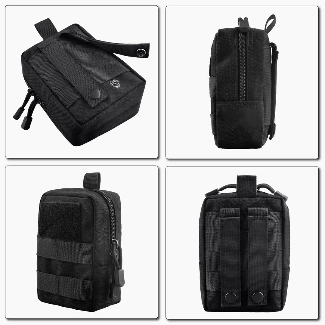 Compact Tactical Utility Pouch with Molle System and Zipper Compartments