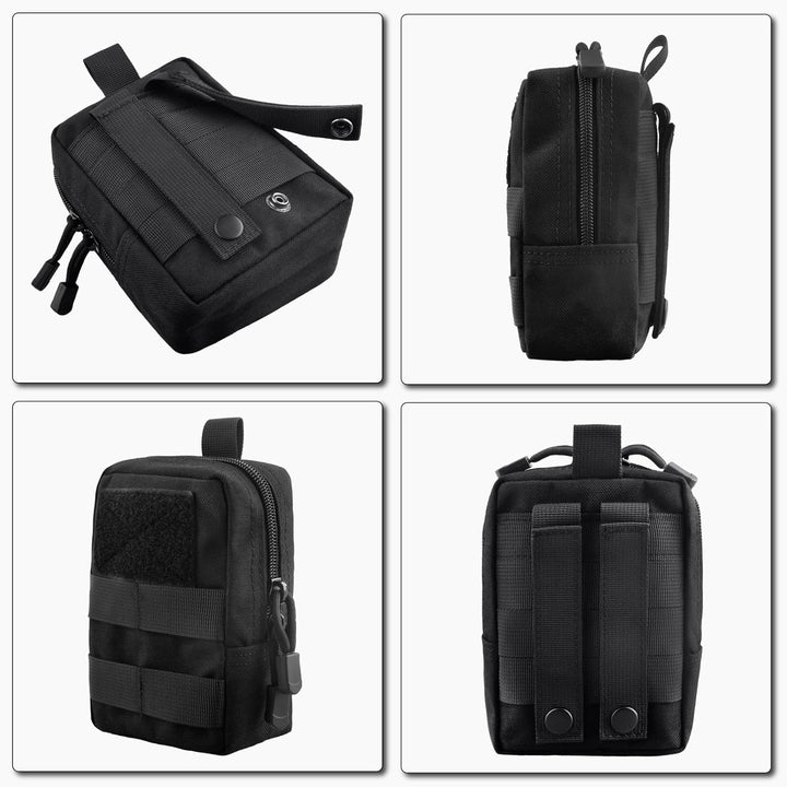 Compact Tactical Utility Pouch with Molle System and Zipper Compartments