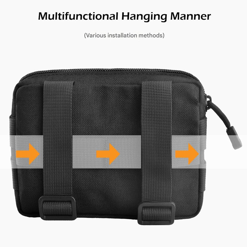 Compact Tactical Utility Pouch with Molle System and Zipper Compartments