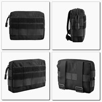 Compact Tactical Utility Pouch with Molle System and Zipper Compartments
