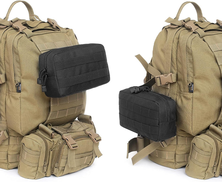 Compact Tactical Utility Pouch with Molle System and Zipper Compartments