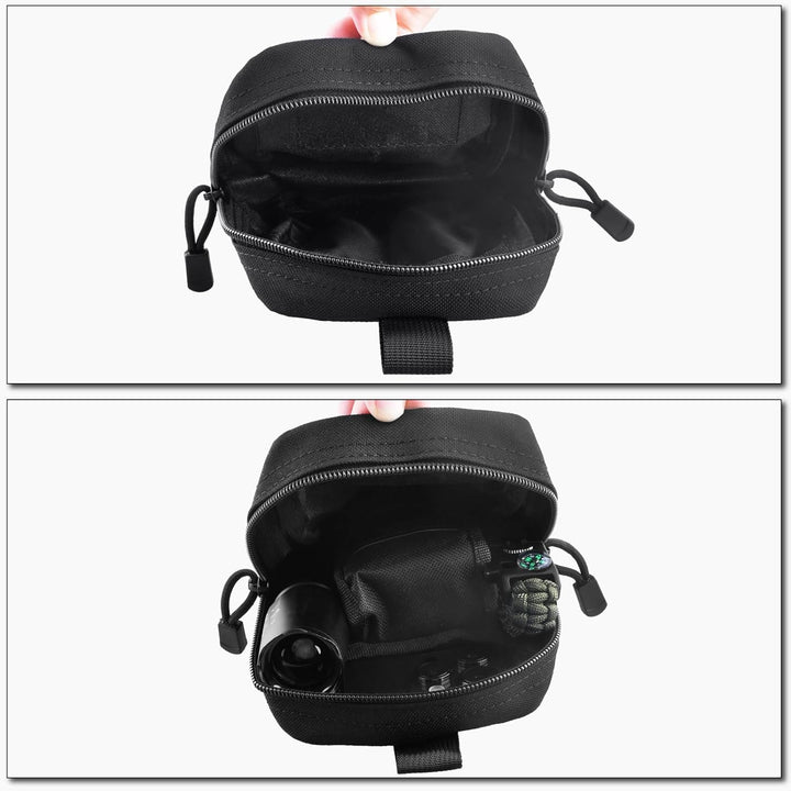 Compact Tactical Utility Pouch with Molle System and Zipper Compartments