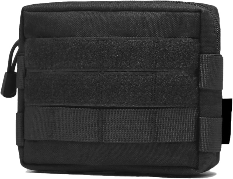 Compact Tactical Utility Pouch with Molle System and Zipper Compartments