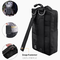 Compact Tactical Utility Pouch with Molle System and Zipper Compartments