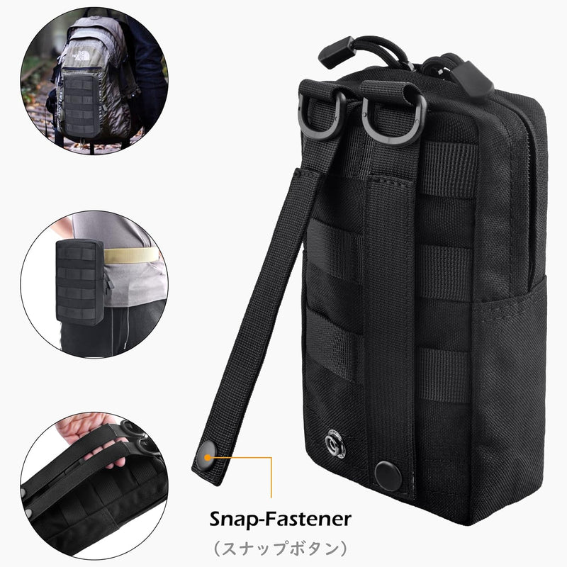 Compact Tactical Utility Pouch with Molle System and Zipper Compartments