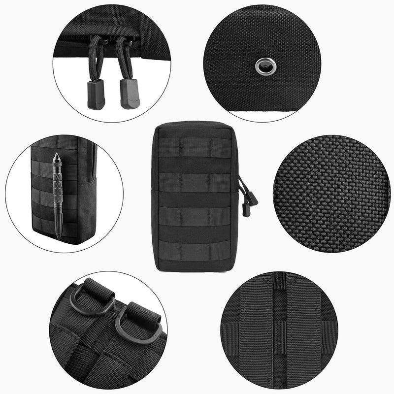 Compact Tactical Utility Pouch with Molle System and Zipper Compartments