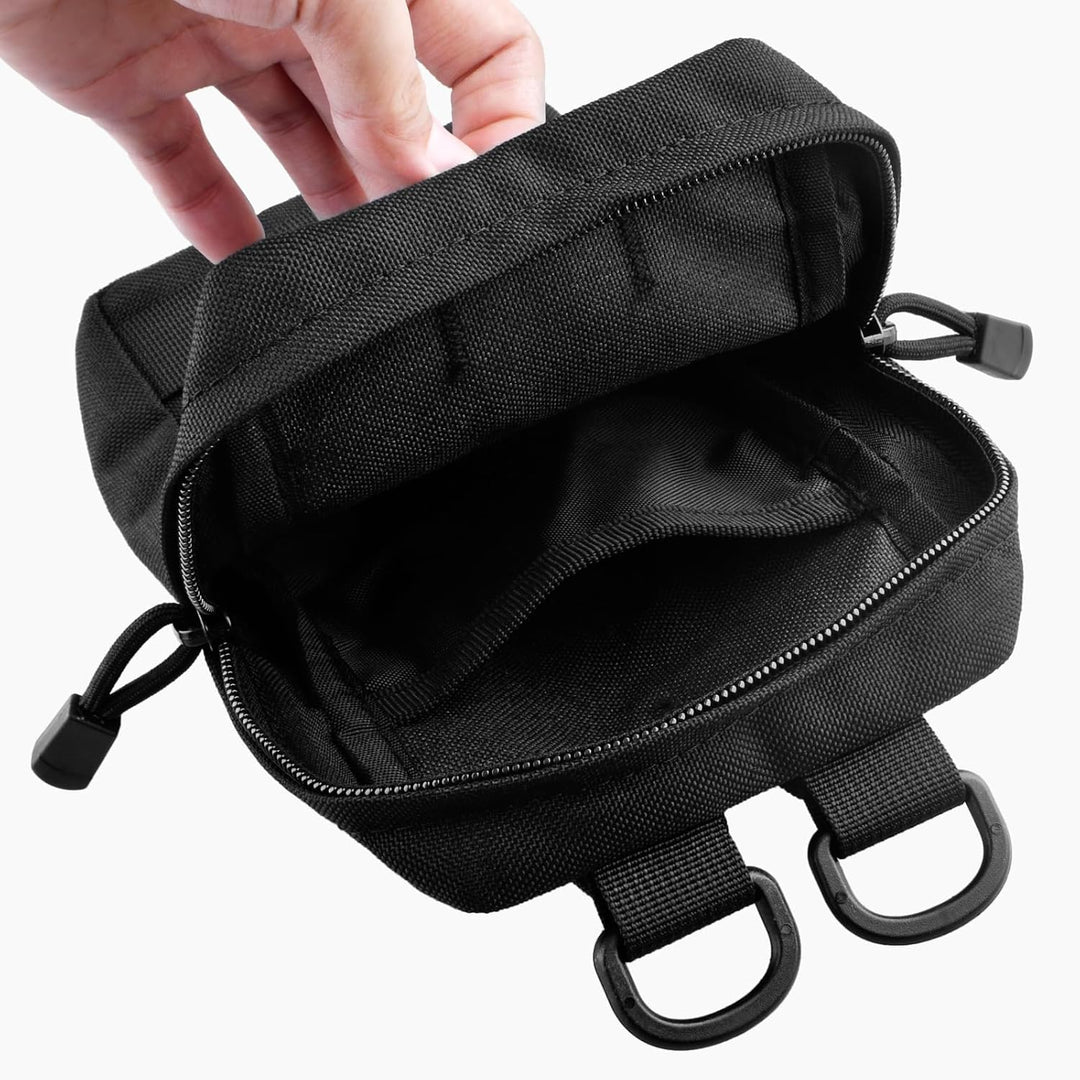 Compact Tactical Utility Pouch with Molle System and Zipper Compartments