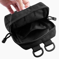 Compact Tactical Utility Pouch with Molle System and Zipper Compartments