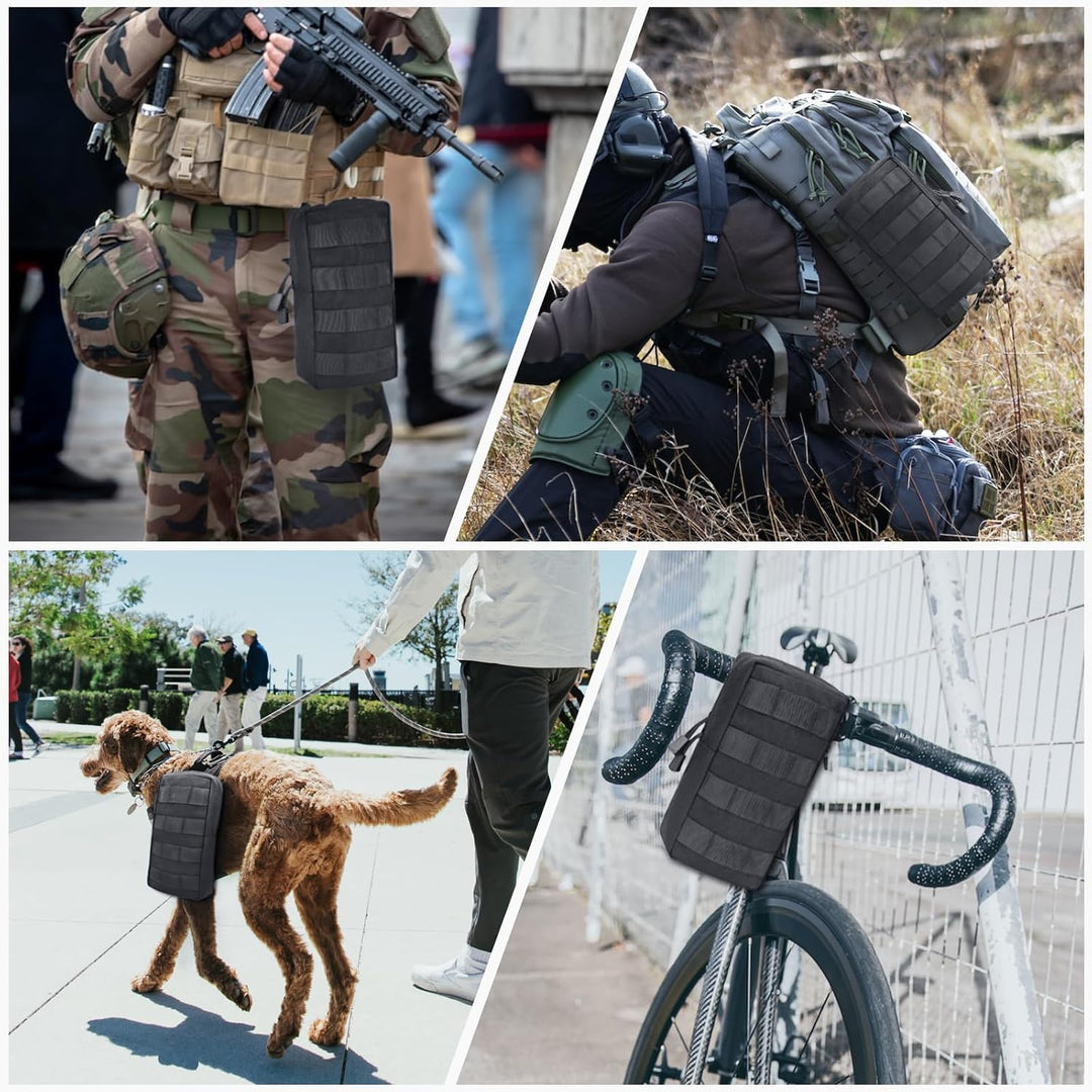 Compact Tactical Utility Pouch with Molle System and Zipper Compartments