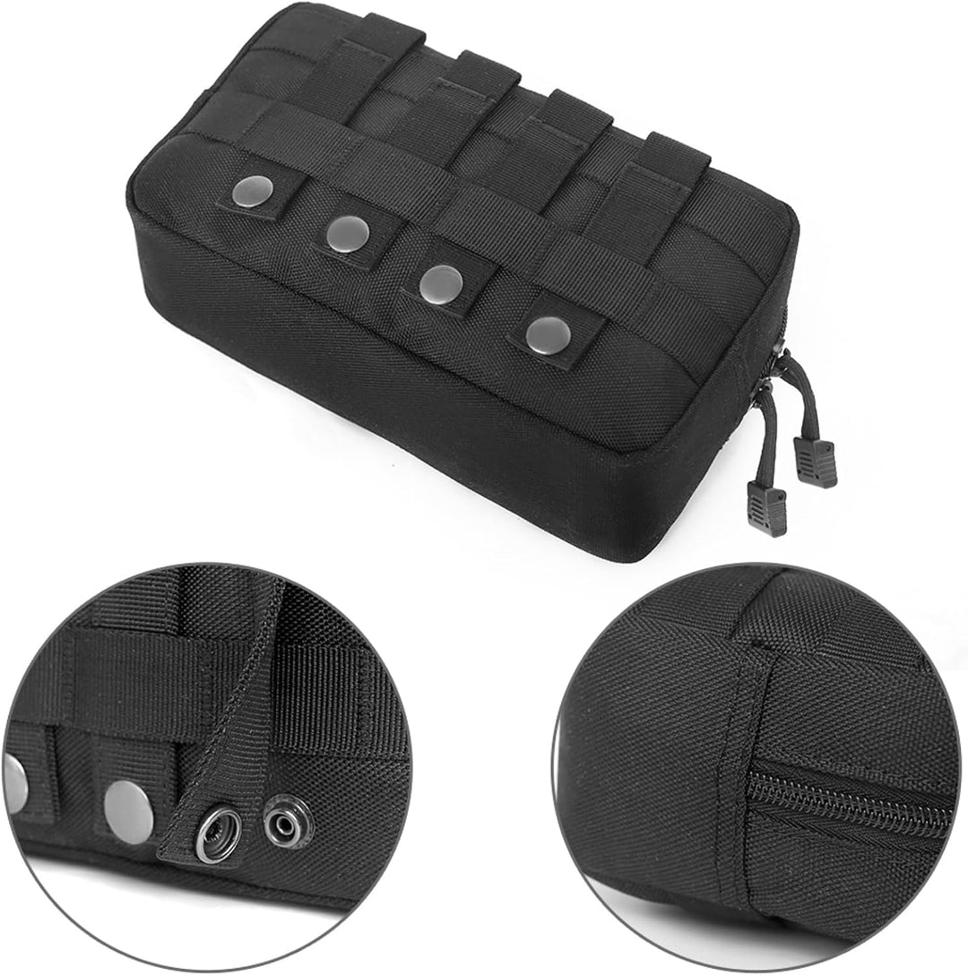 Compact Tactical Utility Pouch with Molle System and Zipper Compartments