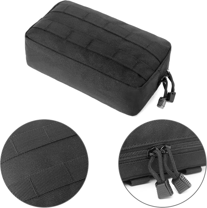 Compact Tactical Utility Pouch with Molle System and Zipper Compartments