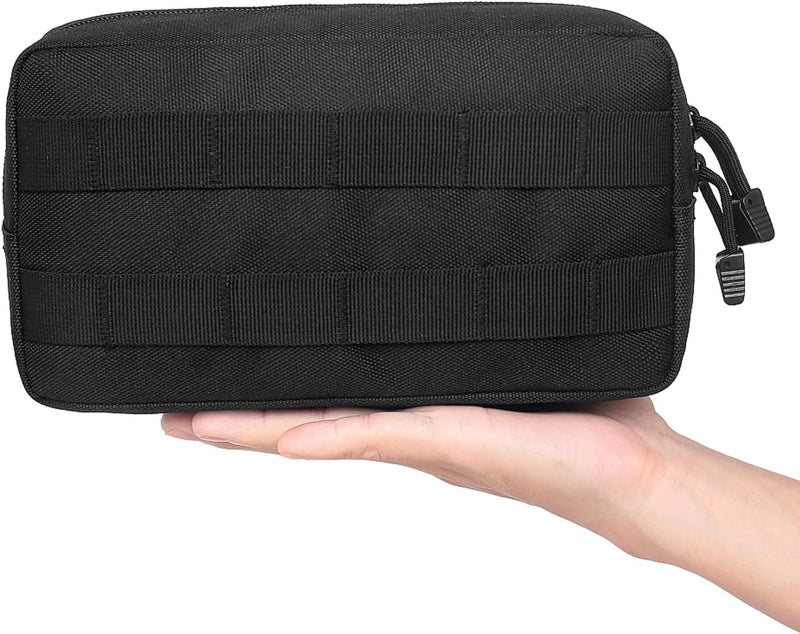 Compact Tactical Utility Pouch with Molle System and Zipper Compartments