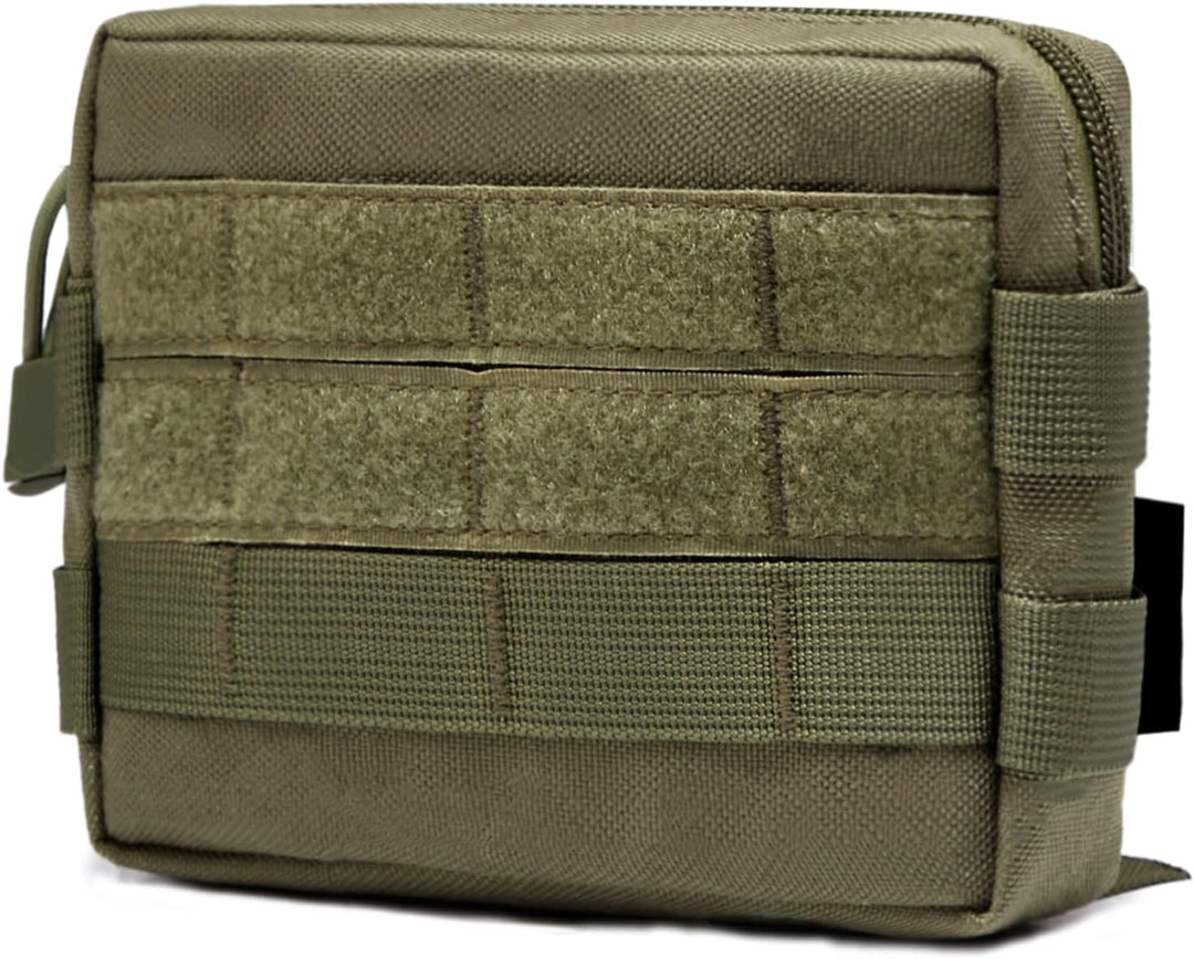 Compact Tactical Utility Pouch with Molle System and Zipper Compartments