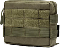 Compact Tactical Utility Pouch with Molle System and Zipper Compartments