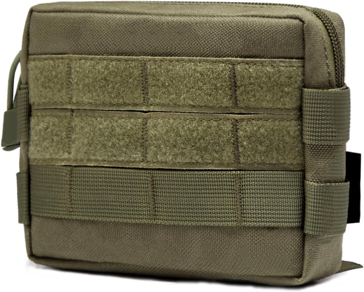 Compact Tactical Utility Pouch with Molle System and Zipper Compartments
