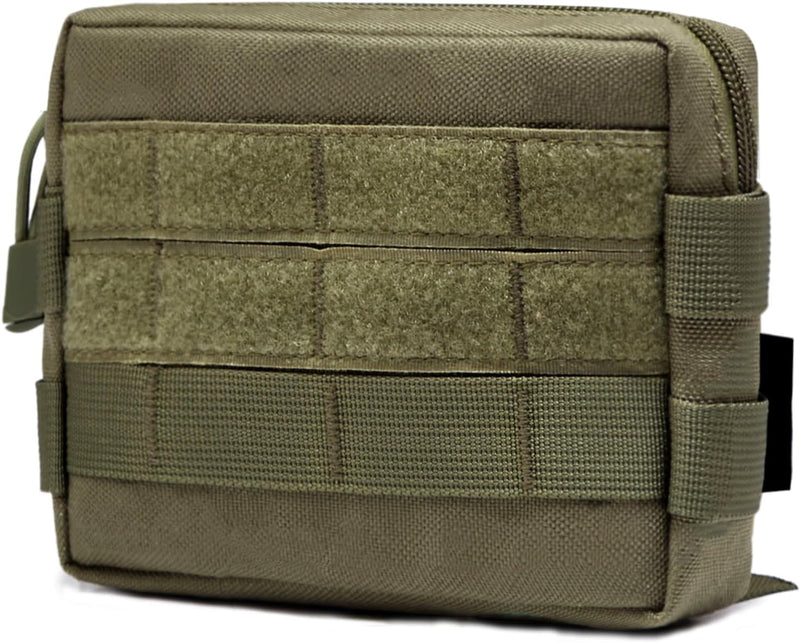 Compact Tactical Utility Pouch with Molle System and Zipper Compartments