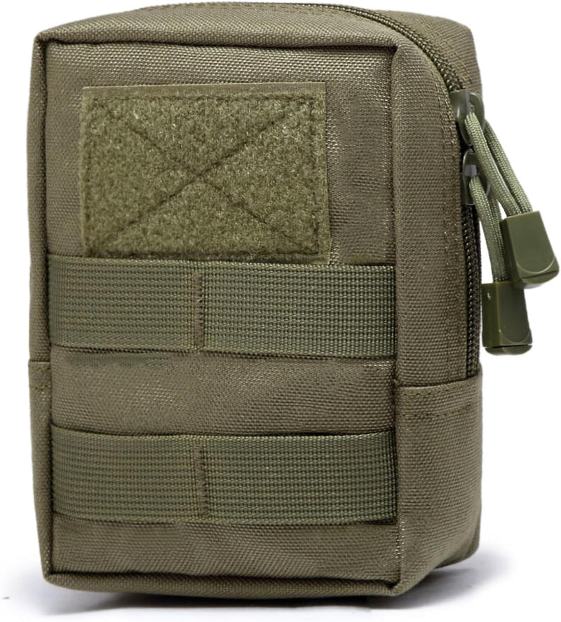 Compact Tactical Utility Pouch with Molle System and Zipper Compartments