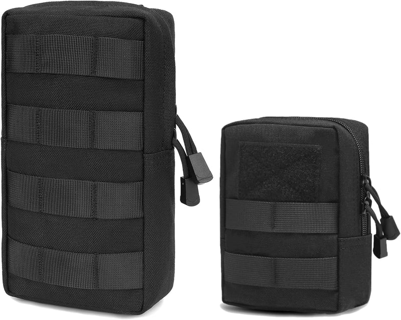 Compact Tactical Utility Pouch with Molle System and Zipper Compartments