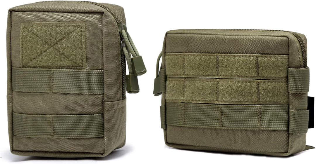 Compact Tactical Utility Pouch with Molle System and Zipper Compartments