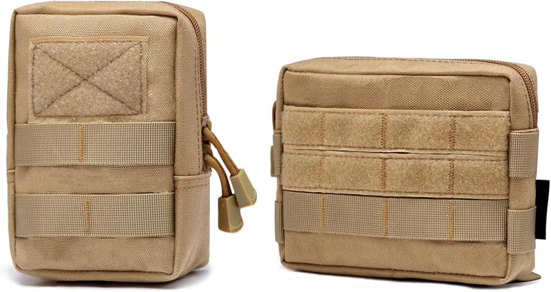 Compact Tactical Utility Pouch with Molle System and Zipper Compartments