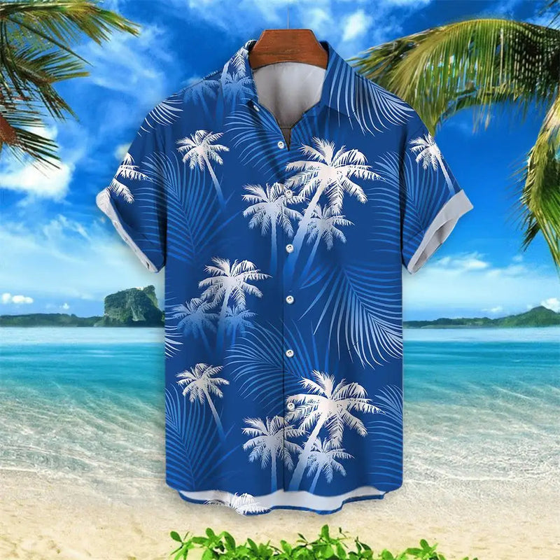 Tropical Crane Hawaiian Shirt in Plus Size-Blue-2XL-State of Style