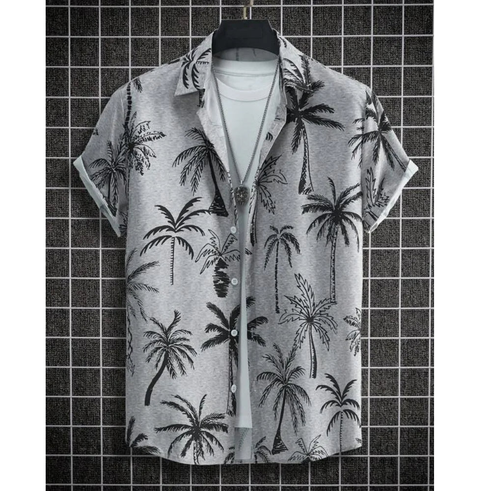 Tropical Crane Hawaiian Shirt in Plus Size-Grey-2XL-State of Style