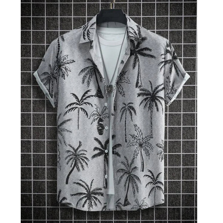 Tropical Crane Hawaiian Shirt in Plus Size-Grey-2XL-State of Style