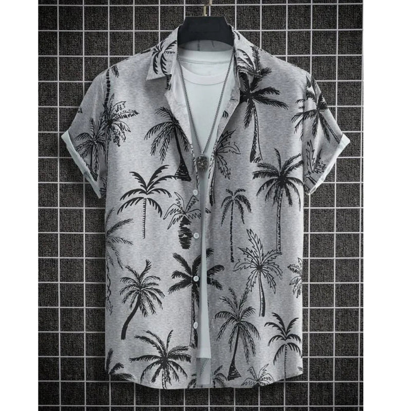 Tropical Crane Hawaiian Shirt in Plus Size-Grey-2XL-State of Style
