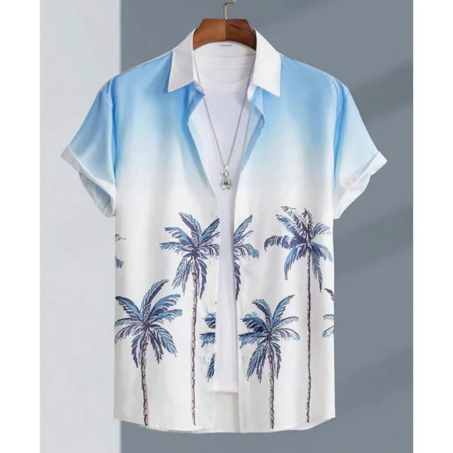 Tropical Crane Hawaiian Shirt in Plus Size-Light Blue-2XL-State of Style