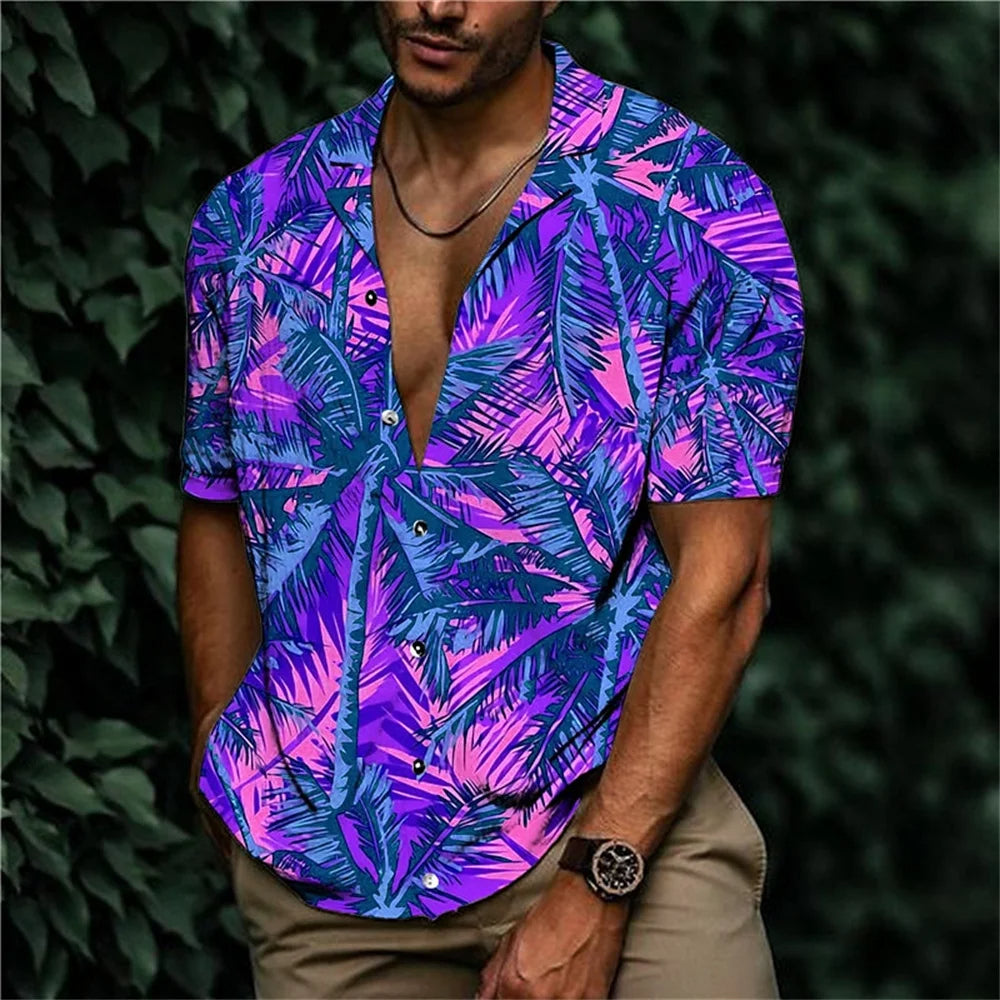 Tropical Crane Hawaiian Shirt in Plus Size-Pink-2XL-State of Style