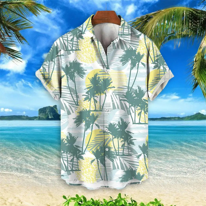 Tropical Crane Hawaiian Shirt in Plus Size-Yellow-2XL-State of Style